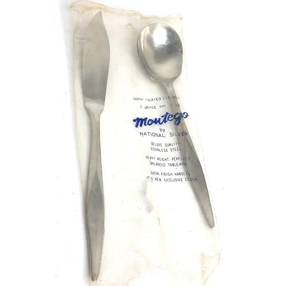 Vintage Montego By National Silver Butter Knife and Spoon Flatware Set of 2